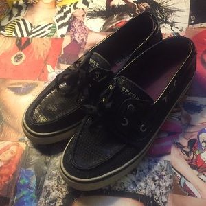 Sperry Top-Sider Black Sequin Sparkle Boat Shoes